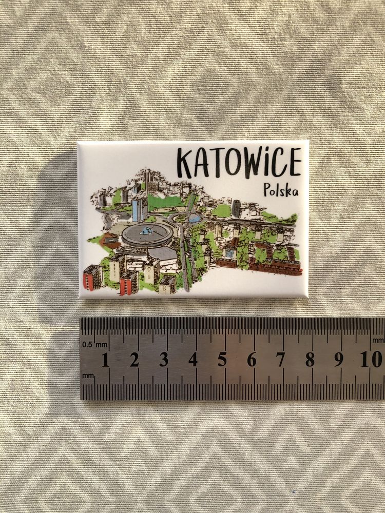 Magnes na lodówkę Katowice płaski pamiątka z podróży souvenir