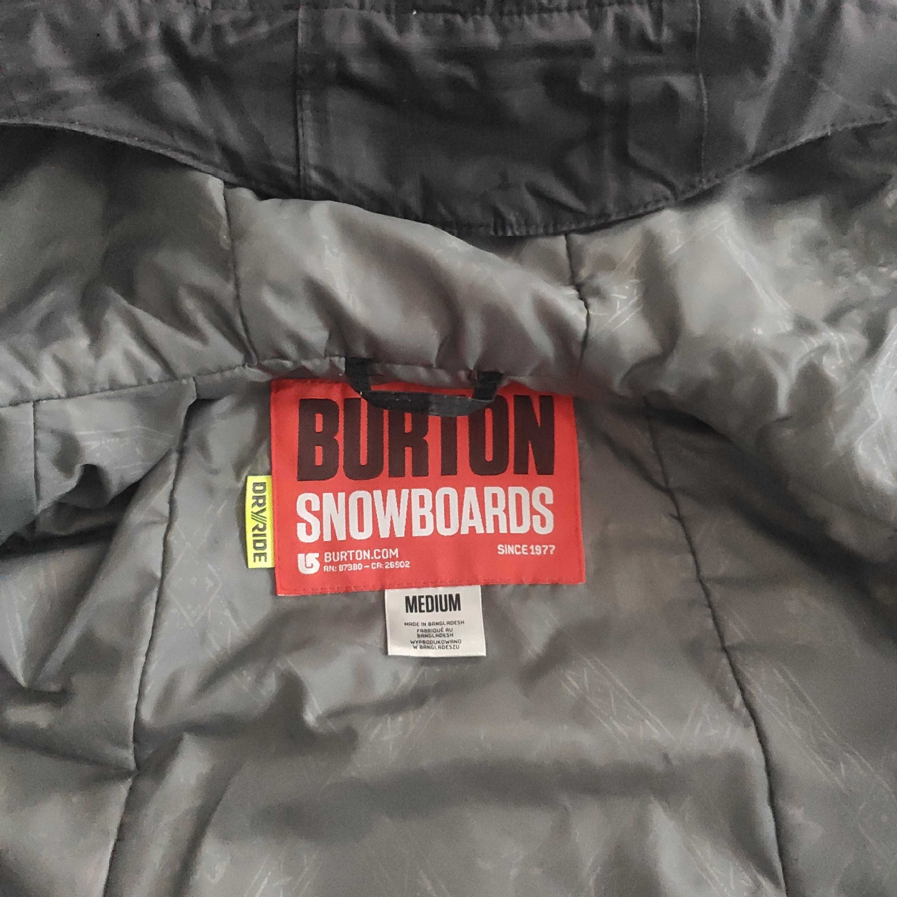 Kurtka Burton Snowboard Rozmiar M Dryride 10.000 mm Czarna Szara