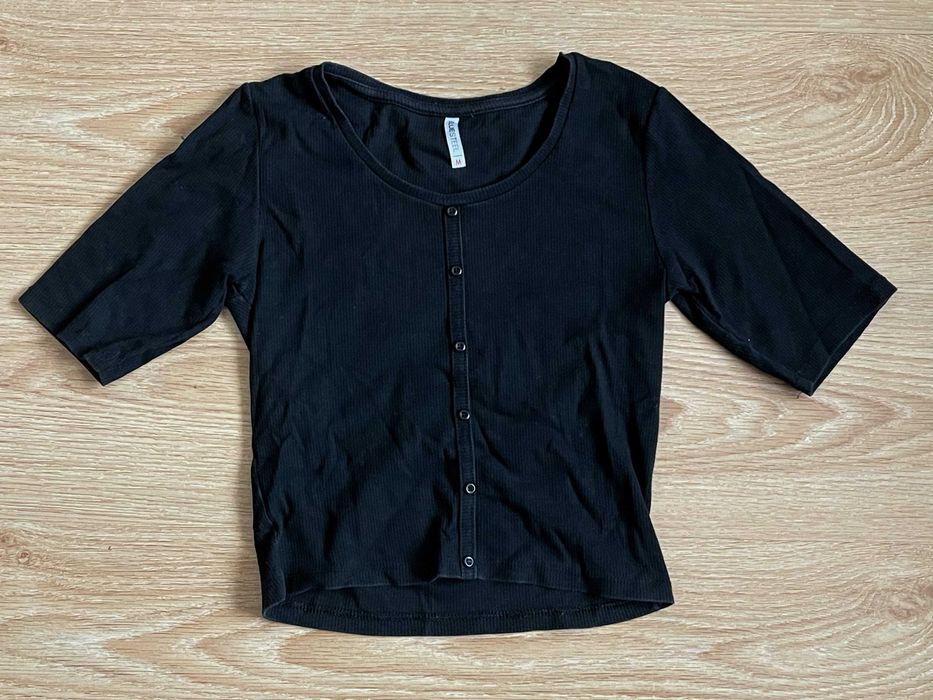 Blusa Crop top preta botões Blue Steel, M