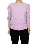 Liliowy sweterek z delikatnym geometrycznym wzorem XL 42 Marks&Spencer