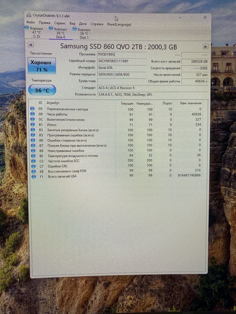 Ssd диск Samsung 860 QVO 2 tb терабайта 2000 гигабайт 2.5ʼ