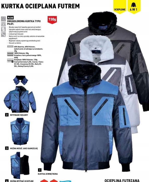 Kurtka zimowa Portwest ocieplana futrzana okazja