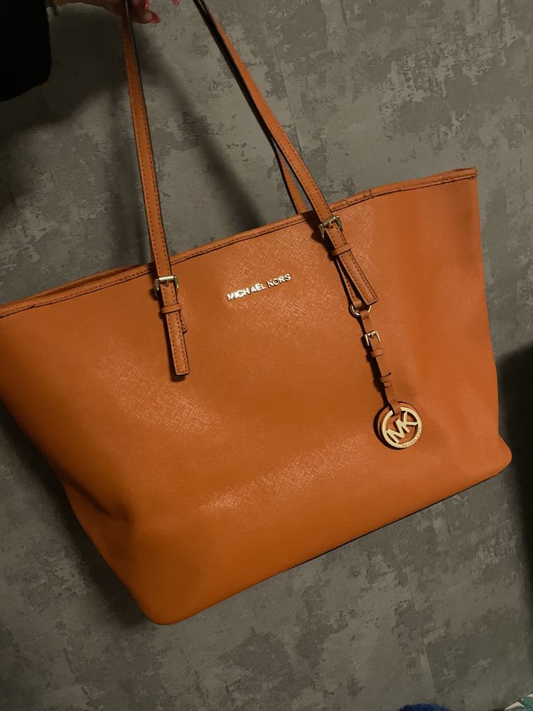 Oryginalna torebka shopper Michael Kors pomarańczowa