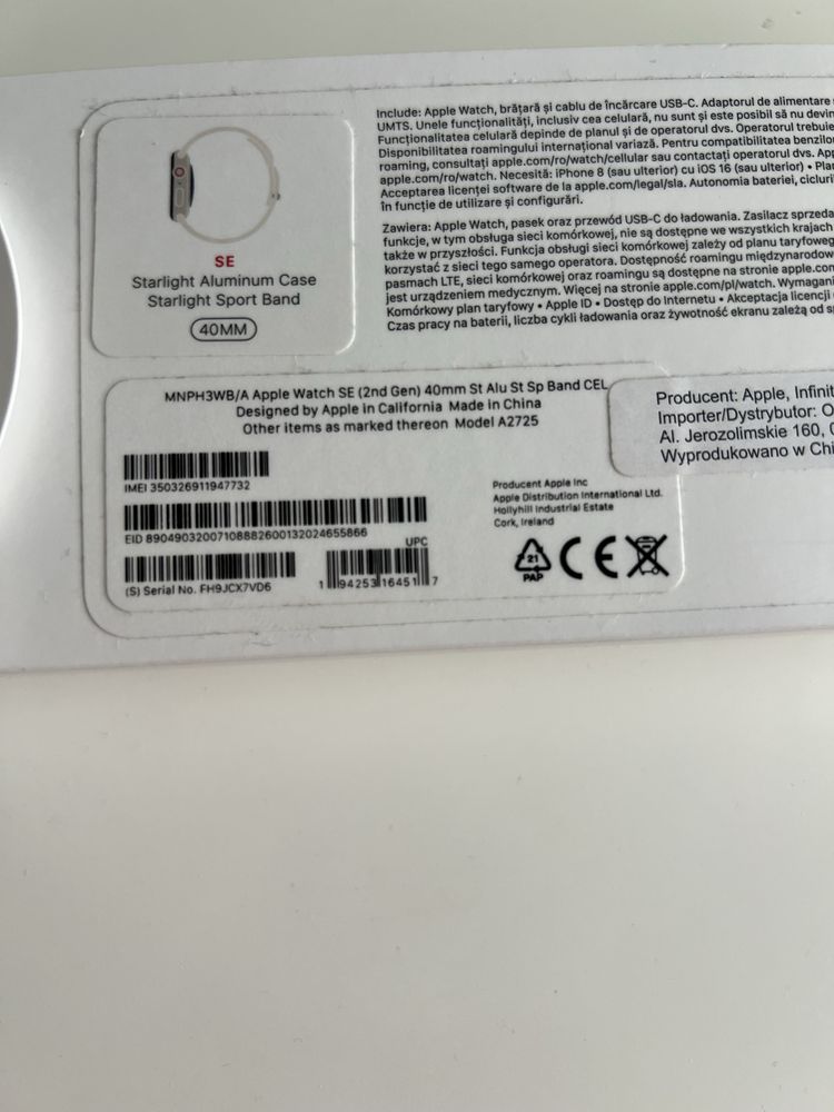 Apple watch se 2 GPS+cellular