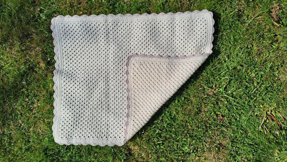 Kocyk niemowlęcy, handmade, wełna merino, chrzest, narodziny