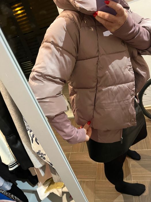 Monnari nowa kurtka ciepła pudrowy róż puchowa 38/42 femestage komin