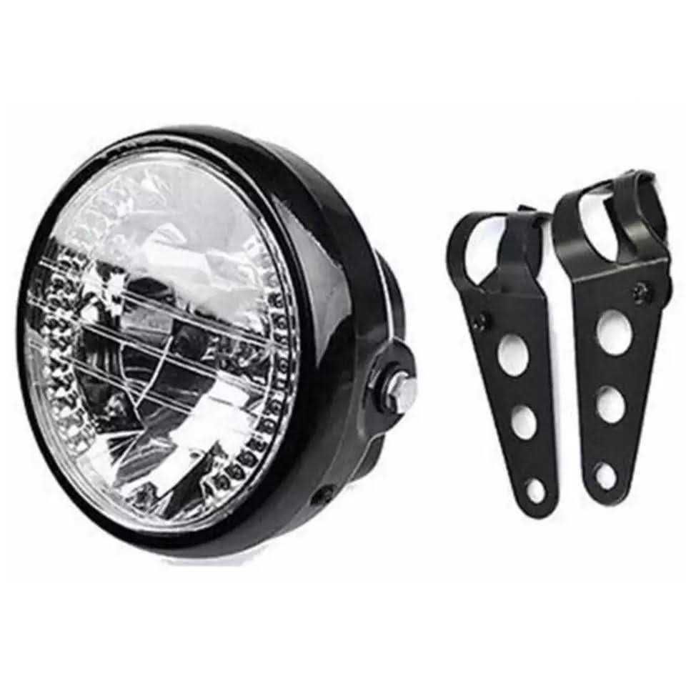 Farol frontal 7 pol lâmpada halogéno  piscas LED moto cafe racer