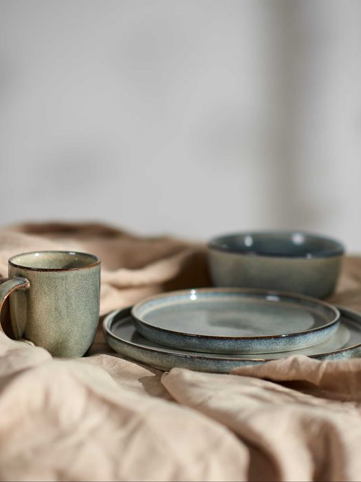 Talerz niebieska ceramika kamionka | 4 SZTUKI