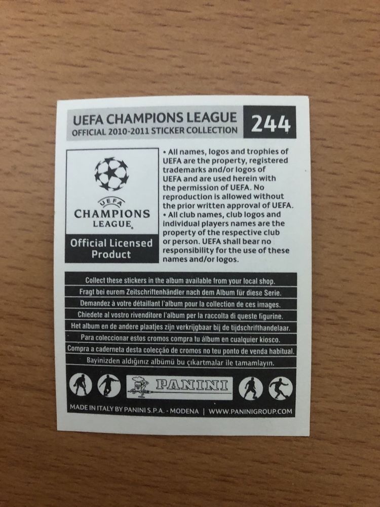 Cromos caderneta “UEFA Champions League 2010/2011”