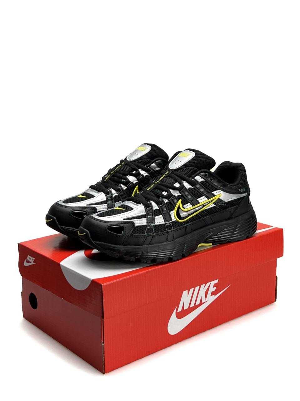 Розпродаж чоловічі кросівки Nike p-6000 чорні з салатовим