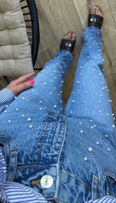 Джинси Zara m з перлинами