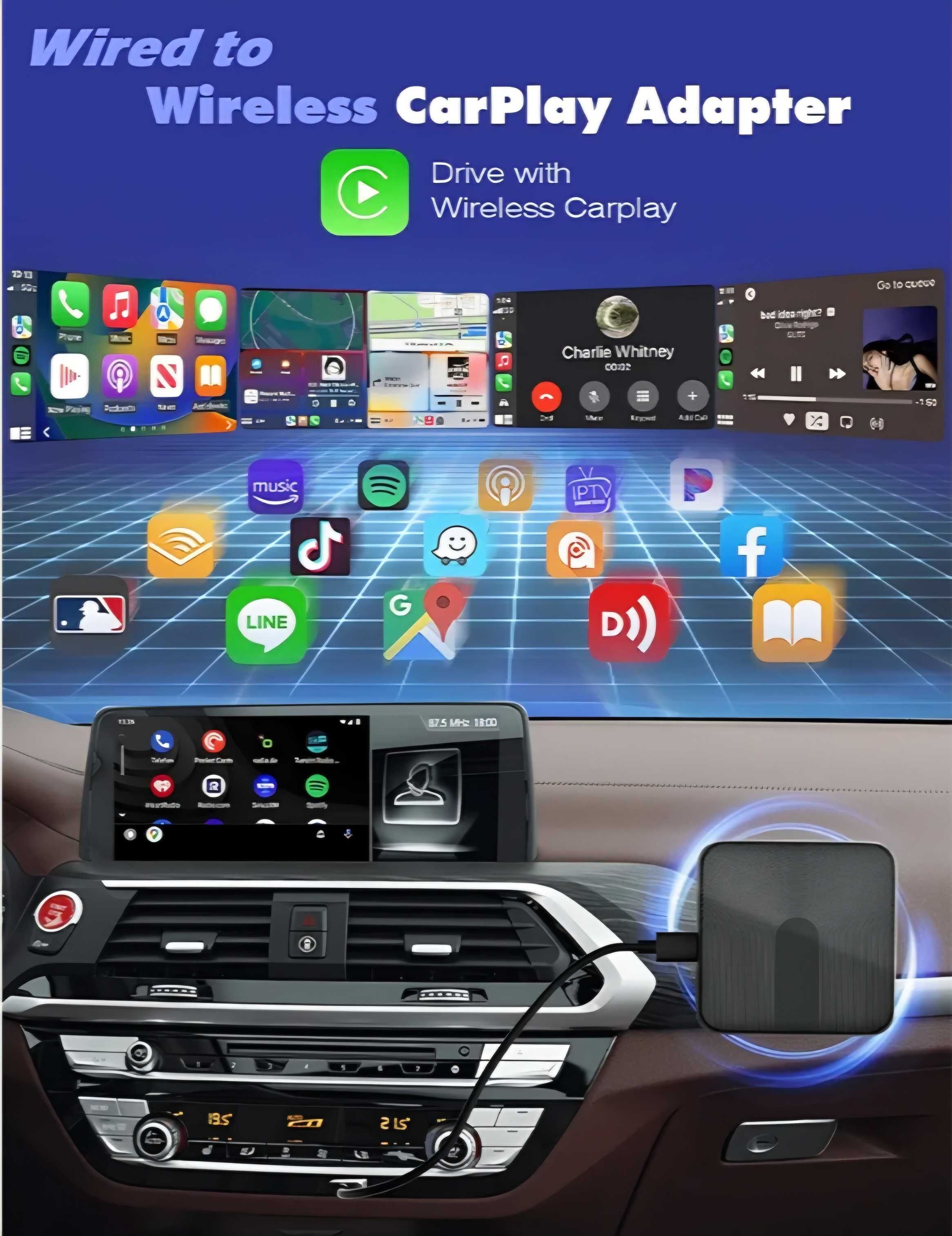 Bezprzewodowy adapter 2w1 Android Auto CarPlay USB-A USB-C WiFi BA510