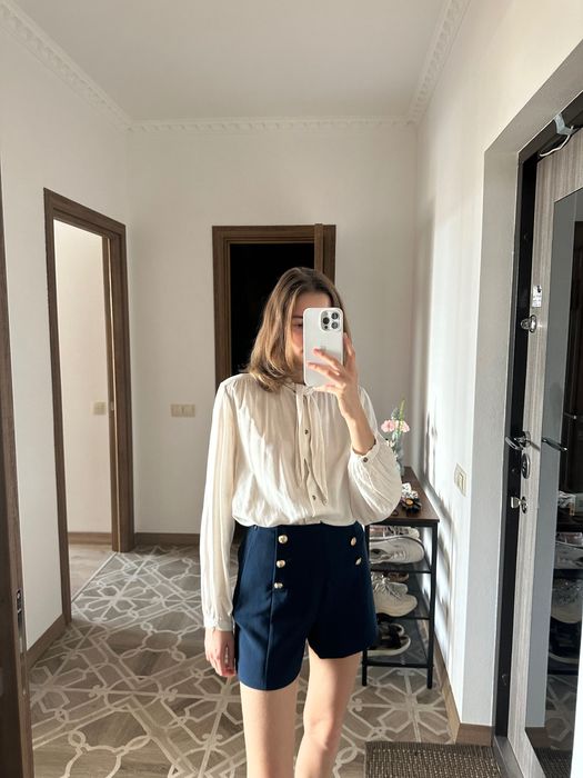 Женская рубашка льняная Mango сорочка лляна жіноча классика