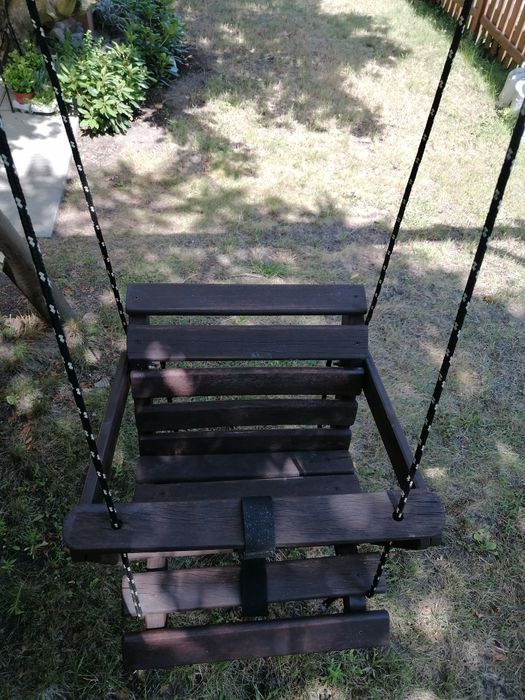 Huśtawka z oparciem drewniana ogrodowa