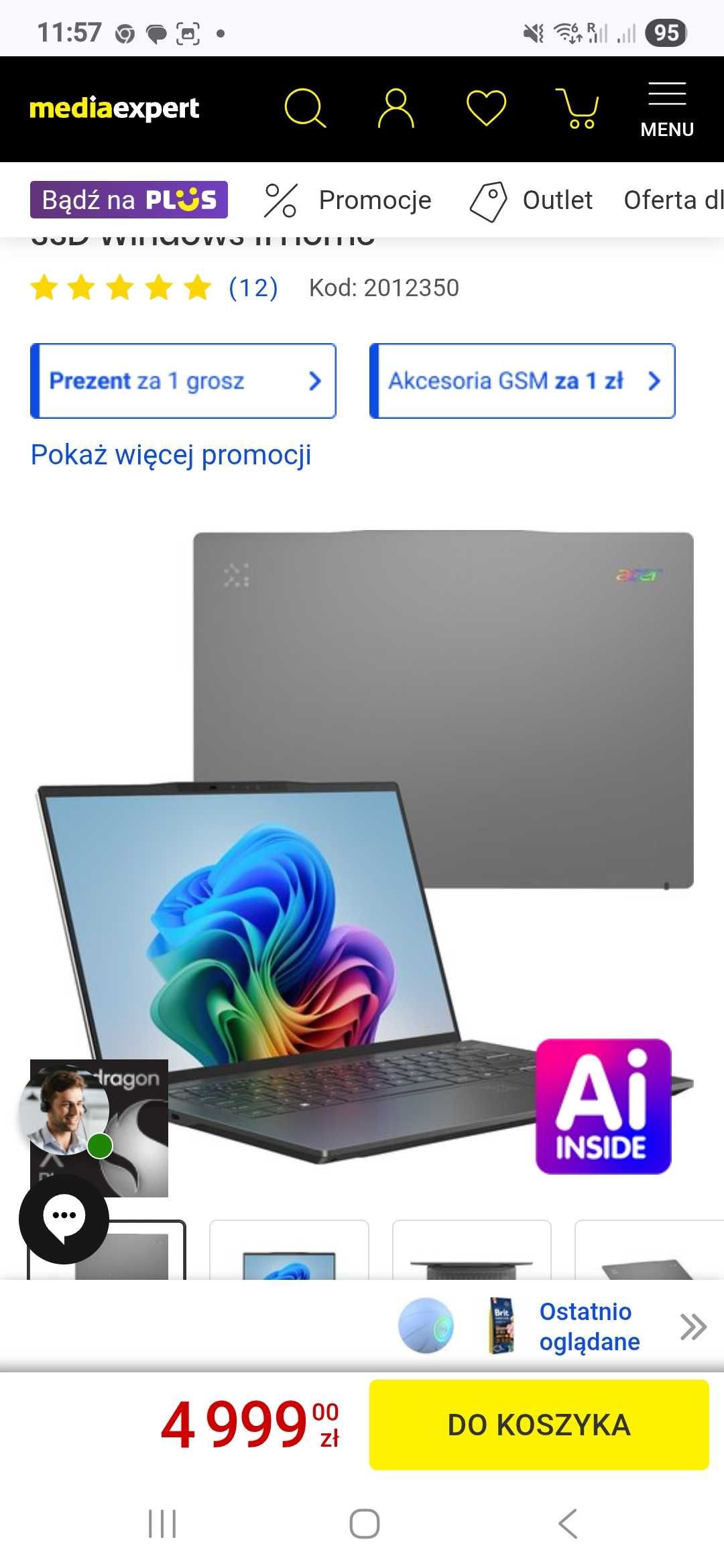 Laptop Acer Swift 14 AI Co Pilot 1TB DYSK 16GB Ram NOWY!!!
