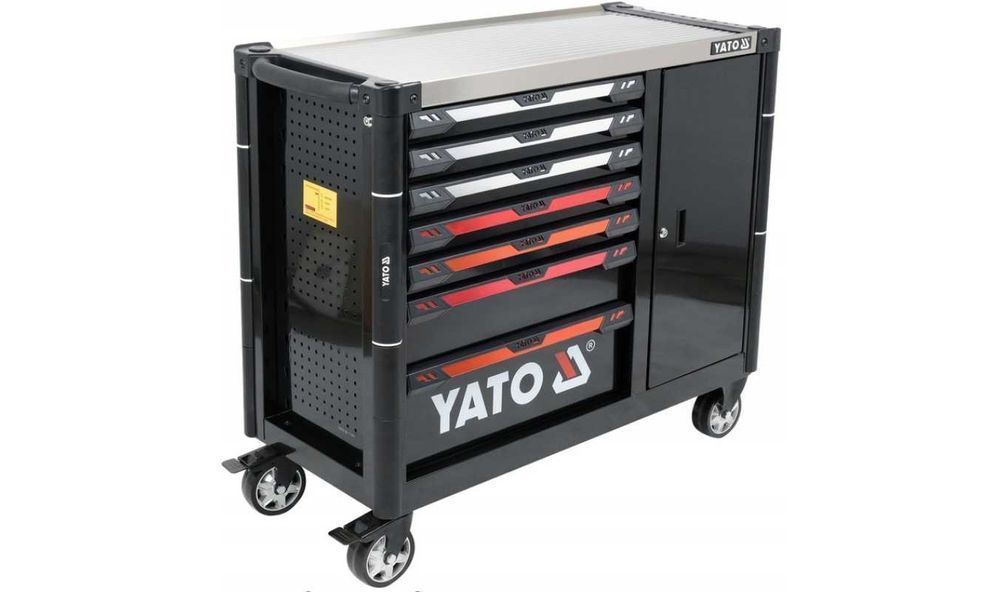 SZAFKA SERWISOWA 7 SZUFLAD + SCHOWEK Yato Wózek Warsztatowy Czarna
