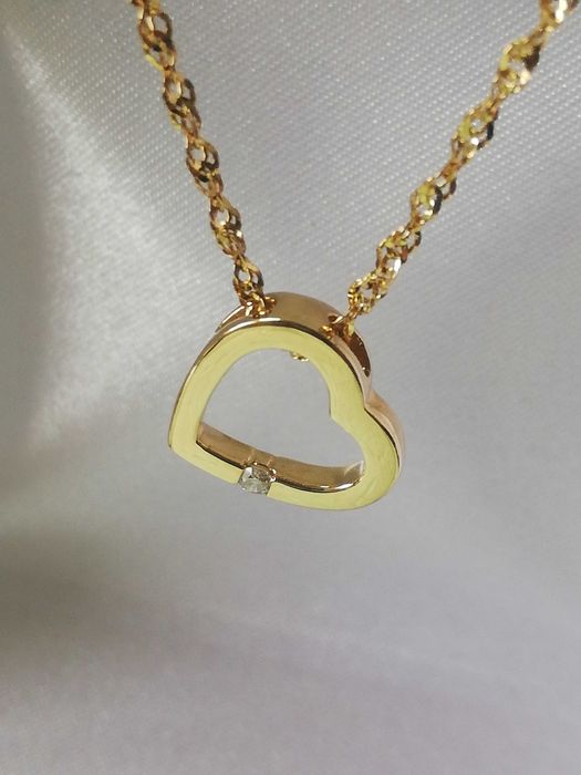 WŁOSKI złoty wisiorek z brylantem. CERTYFIKAT