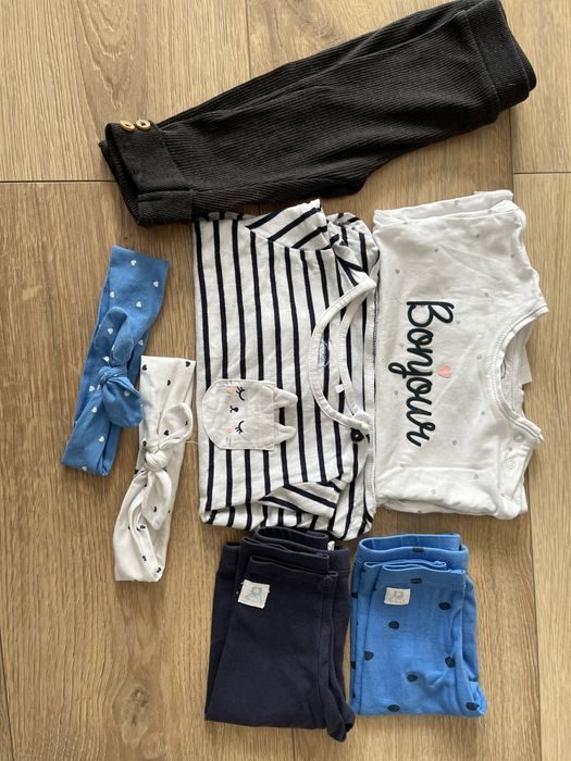 Zestaw dla dziewczynki 62 - bluzeczki, leginsy i opaski