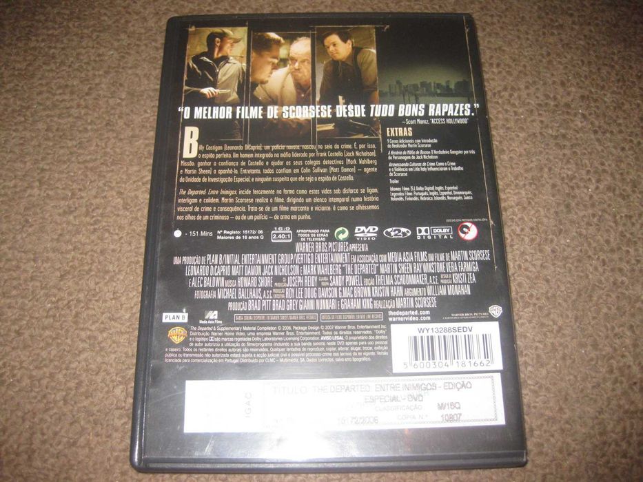 "The Departed - Entre Inimigos" Edição 2 DVDs
