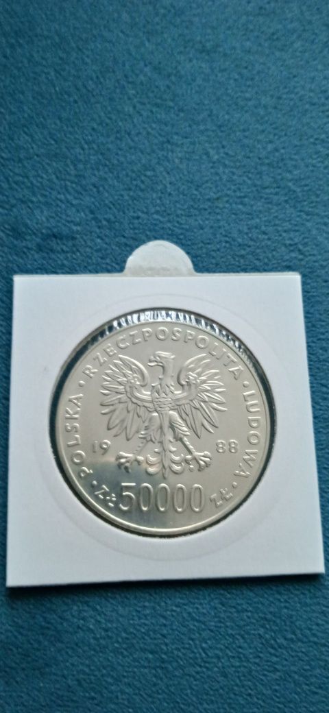 Moneta, monety, Piłsudski, 50000, srebro