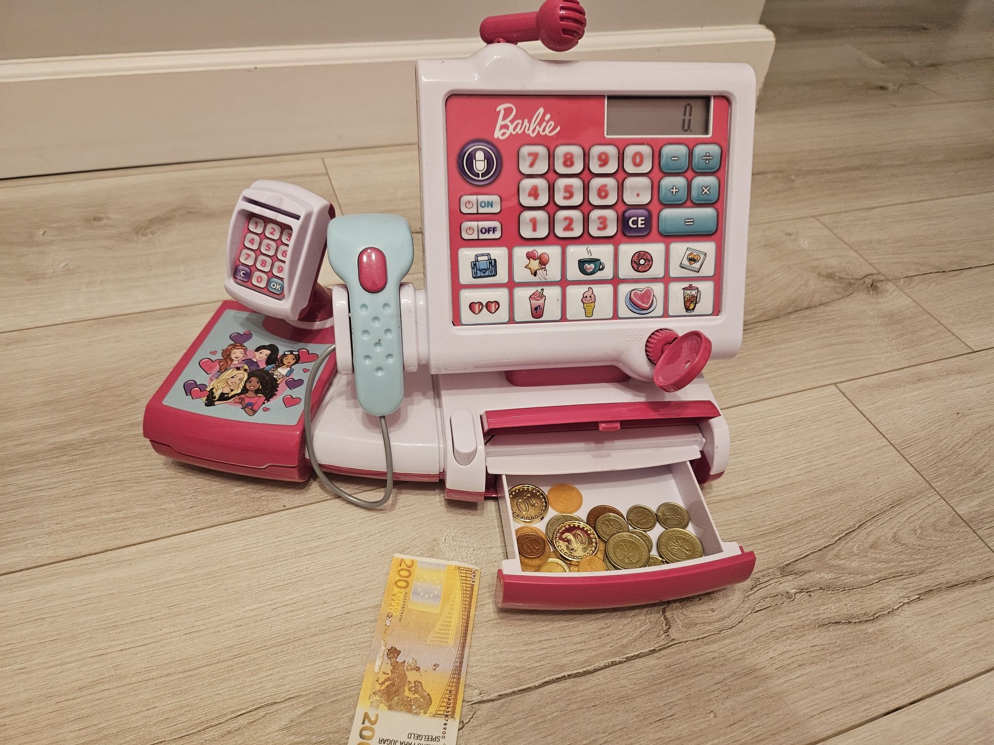 Kasa barbie kasa fiskalna do zabawy monety skaner
