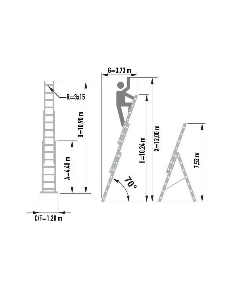 Drabina aluminiowa 3x15 ALVE FORTE Wynajem