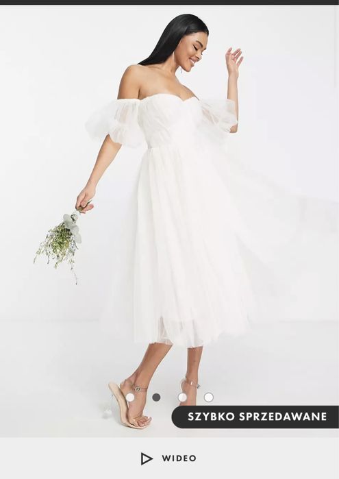 Nowa suknia na poprawiny ślubna 36/34 S/XS rękawki midi Lace & Beads
