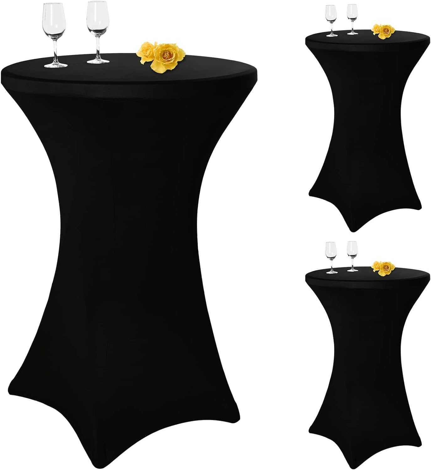 Nowe elastyczne pokrowce na stoły / 80-85cm / 3szt / czarne !3647!