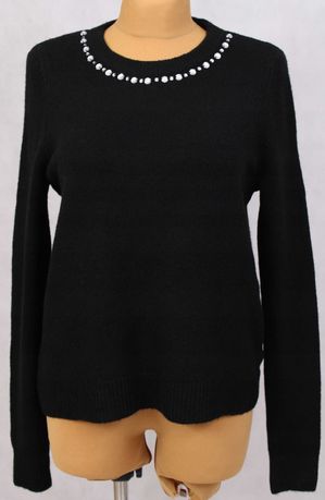 H&M zdobiony miękki sweterek czerń 40