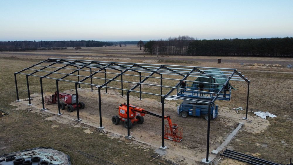 Konstrukcja hali 12x20, Konstrukcje stalowe, Hale stalowe, Hala