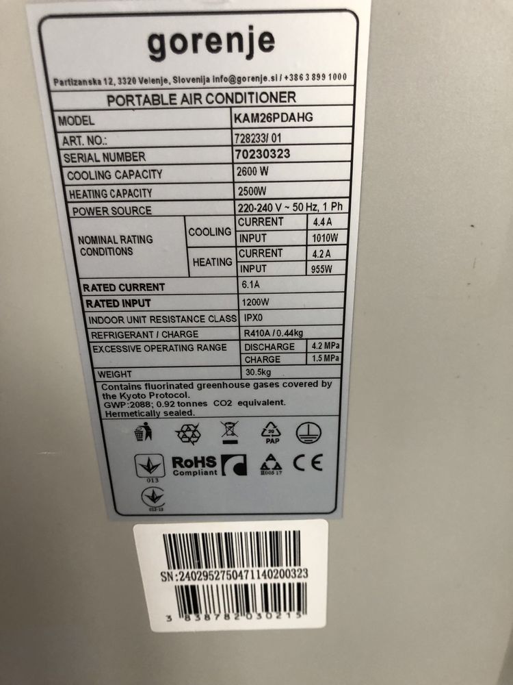 Klimatyzator Gorenje 2600 Watt