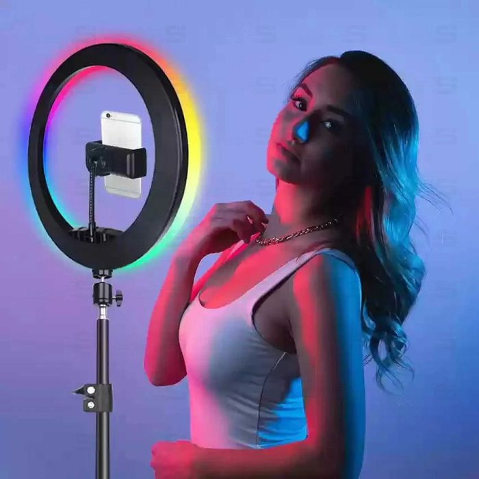 MJ33 RGB LED Ring Light (33 cm) + 2-Meter Tripod with 36 Colors – NEW!64550224329601120