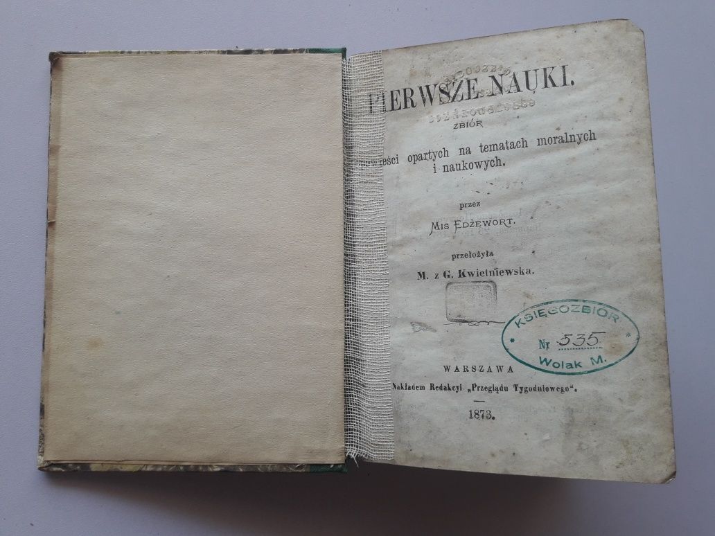 Pierwsze nauki Mis Edżewort Warszawa 1873 r