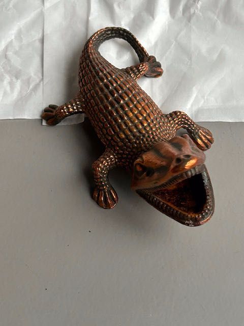 Metalowy KROKODYL Figurka mosiądz OZDOBA
