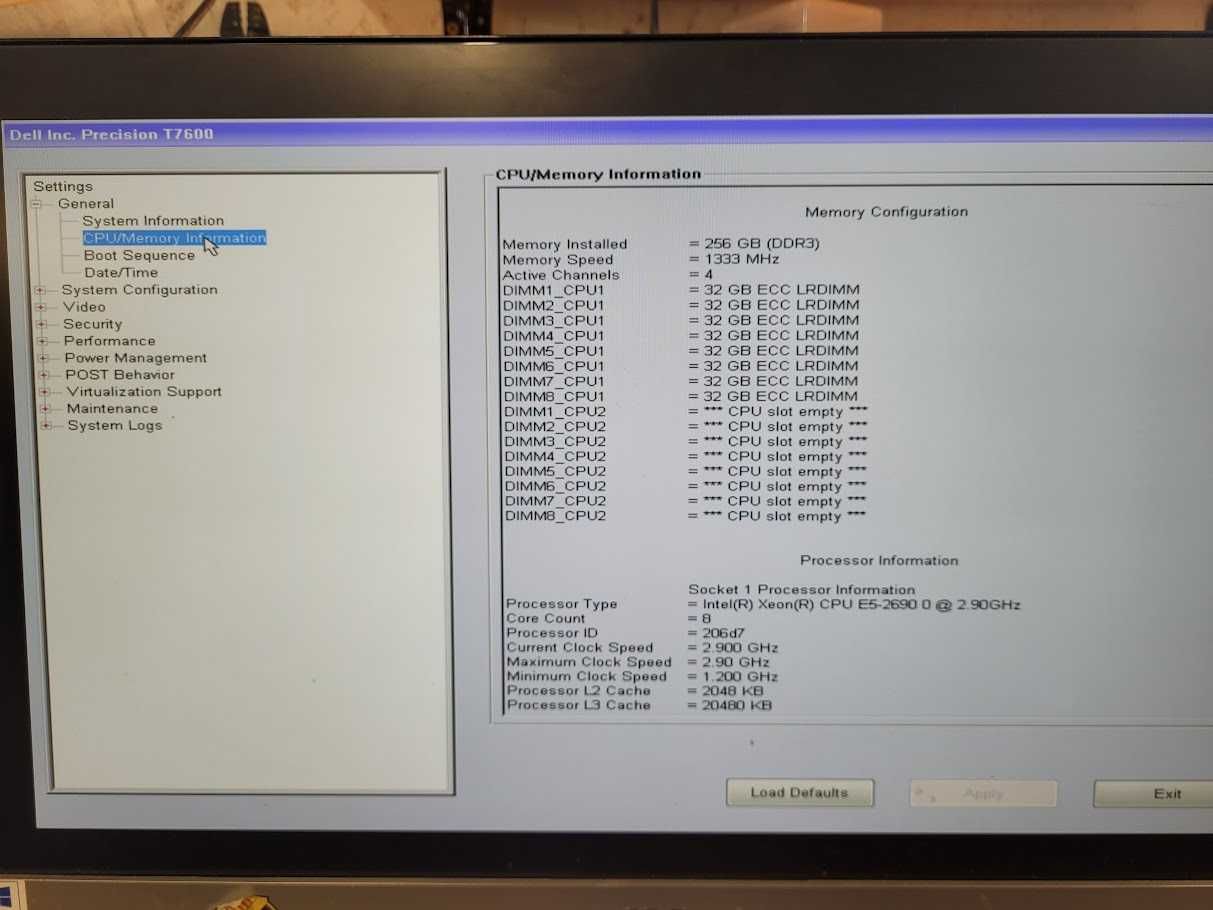 Serwer DELL Precision T7600 Xeon E5-2690 2.9GHz 256GB RAM