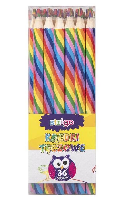 Kredki tęczowe wielokolorowe (36szt) STRIGO Strigo pudełko,