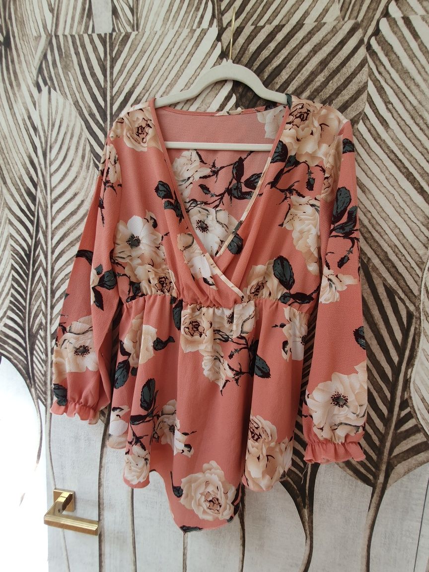 Mini sukienka pudrowy róż asymetryczna Shein XL 42