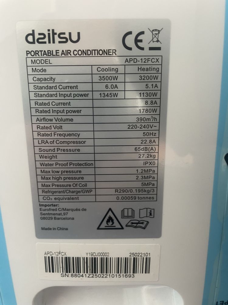 Ar condicionado portatil Daitsu 12000BTU