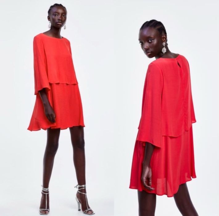 Плаття червоне zara xs з коротким рукавом