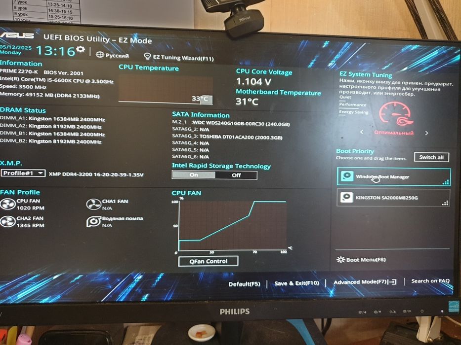ПК на материнскій платі ASUS