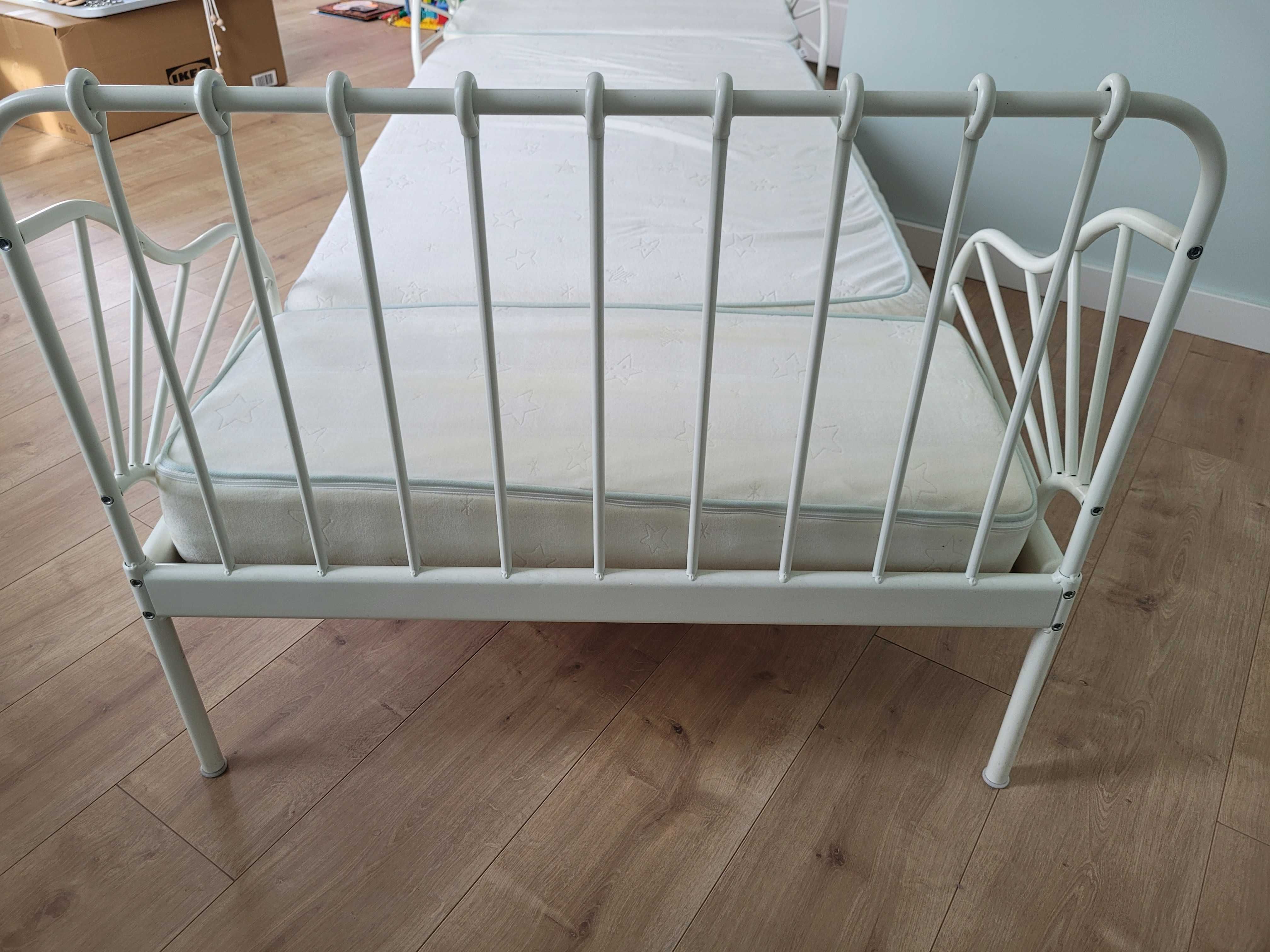 Łóżko rozsuwane MINNEN Ikea białe + stelaż + materac