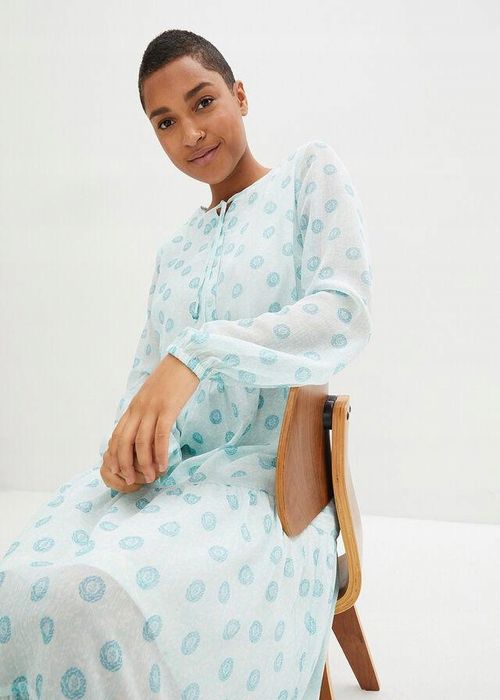 B.P.C sukienka szyfonowa turkusowa we wzory r.54