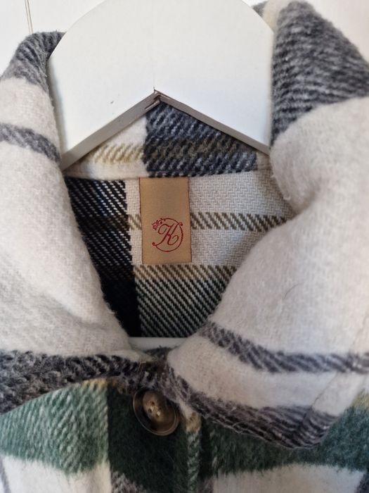 Zielona katana w kratę, oversize S,M,L, ciepła, z kieszeniami,