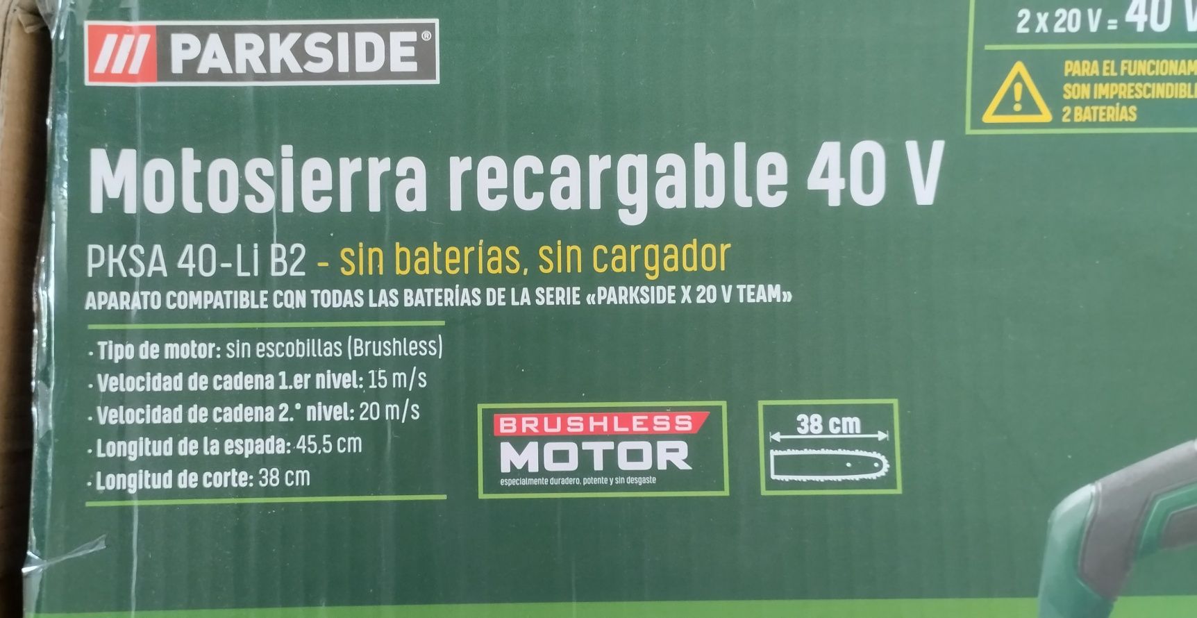 Motoserra a bateria Parkside 40v