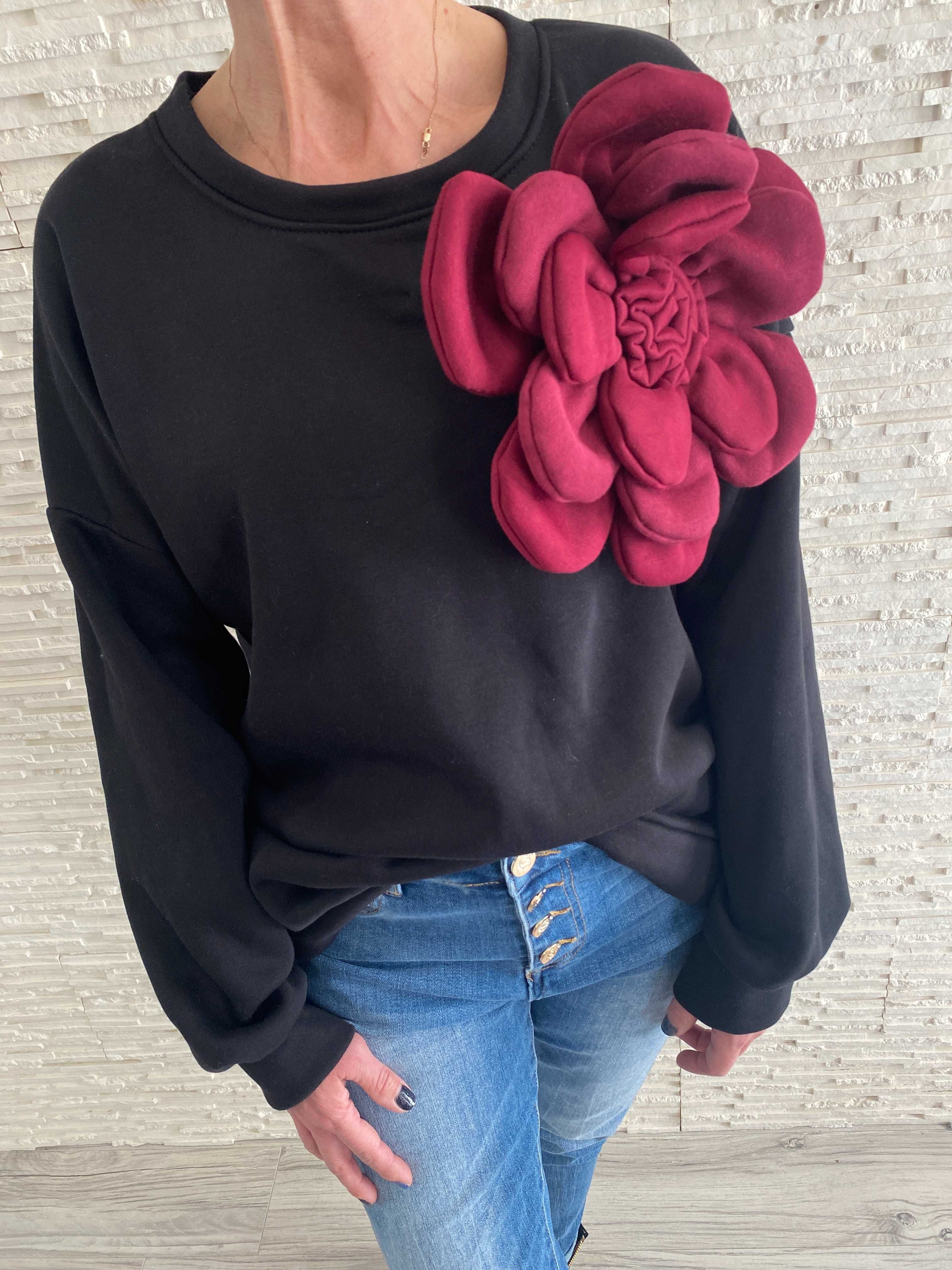 New collection nowa bluza oversize broszka kwiat 3D