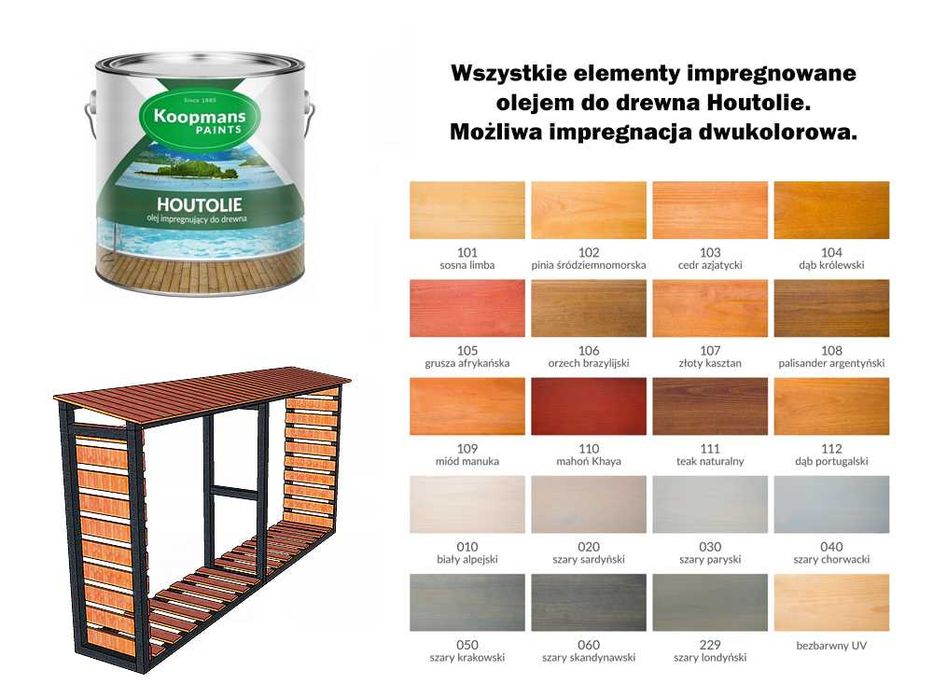 Domek narzędziowy ogrodowy gospodarczy z drewutnią 3x3 montaż w cenie