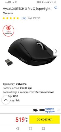 Mysz gamingowa LOGITECH G Pro X Superlight Czarny
