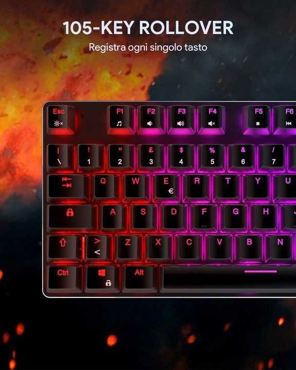 AUKEY Klawiatura gamingowa mechaniczna QWERTY TKL dla graczy RGB [2382