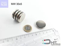 MW 30x5 [N38] : magnes walec klasy N42 1 szt.