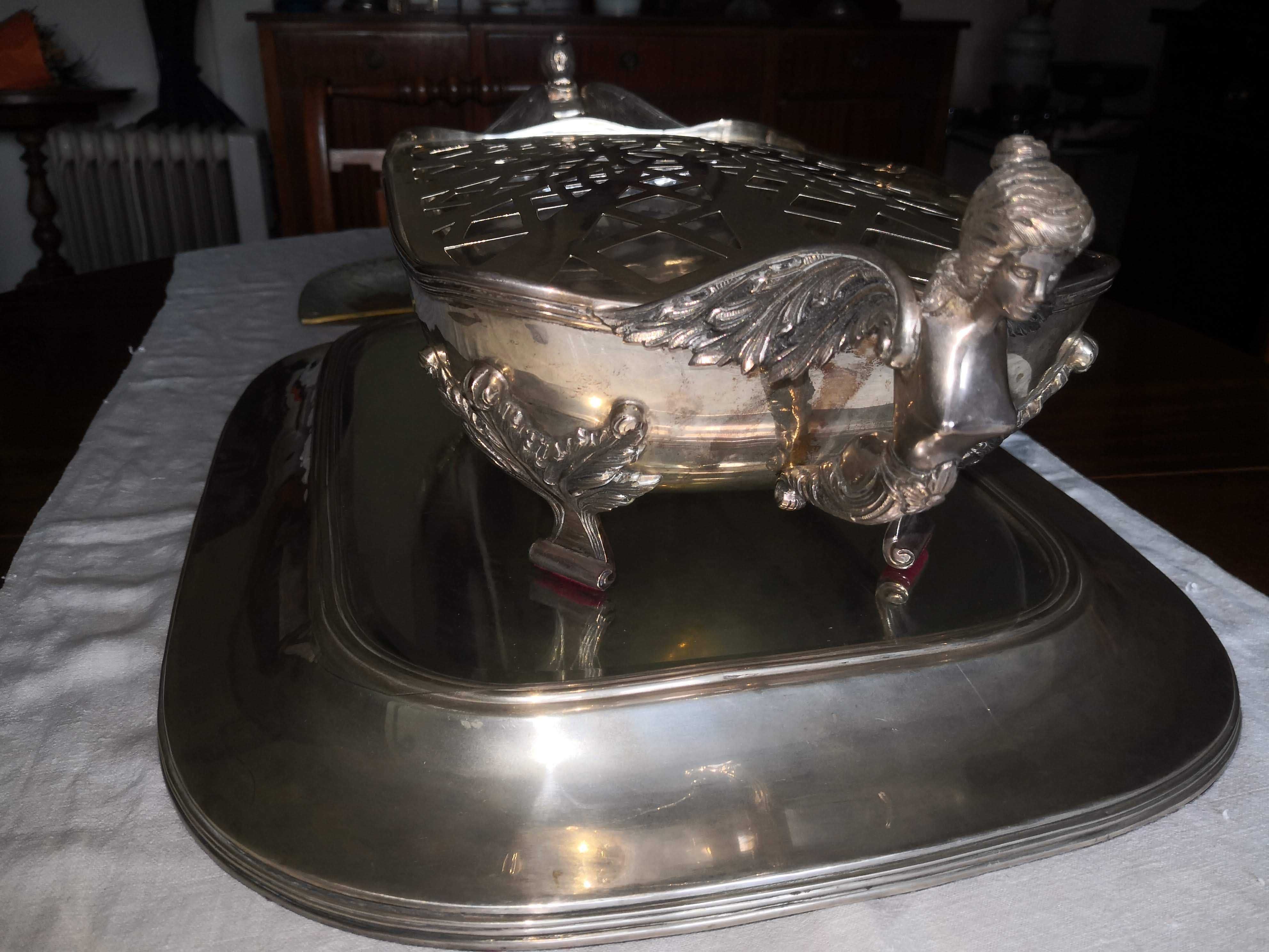 Centro de Mesa Prata Portuguesa Com Plateau